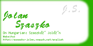jolan szaszko business card